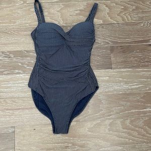 Women’s Niptuck swimsuit, navy with white polkadots size 10